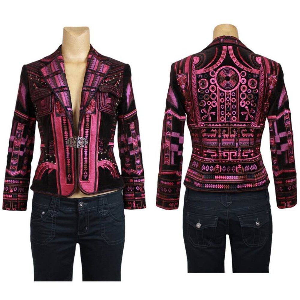 Peter Nygard Velvet Embroidered Vintage Jacket - Picture 1 of 16